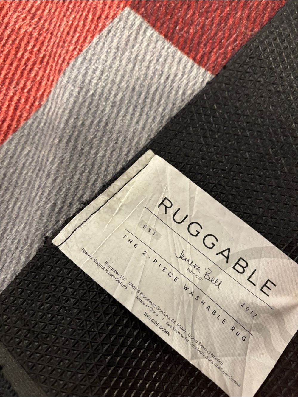 Ruggable 4 piece set. Red & Gray Plaid Kitchen Runner and Mat Set - Picture 8 of 10